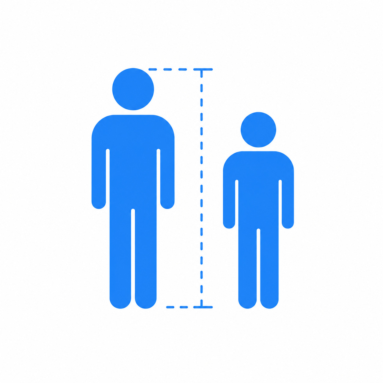 Real-time height comparison slider updating two silhouettes on a chart
